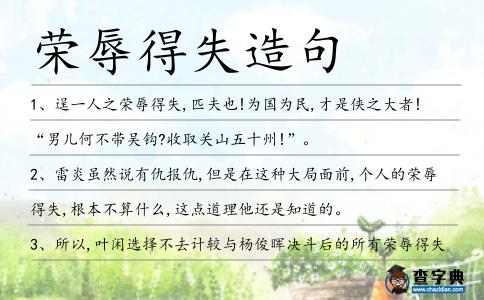 榮辱得失造句
