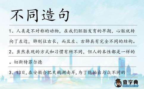 不同造句
