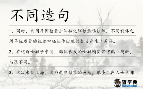 不同造句