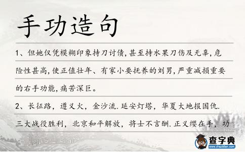 手功造句