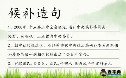 候補(bǔ)造句