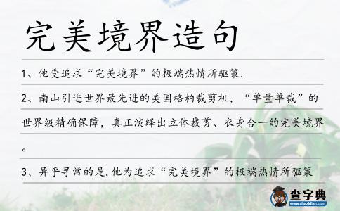 完美境界造句