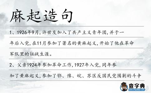 麻起造句