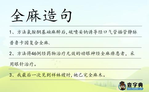全麻造句