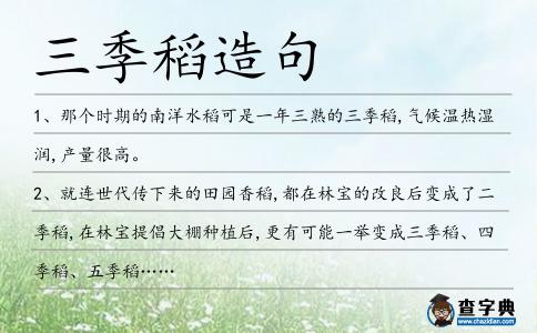 三季稻造句
