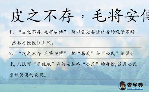 皮之不存﹐毛將安傅造句