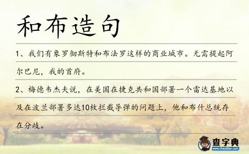 和布造句