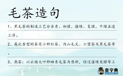 毛茶造句