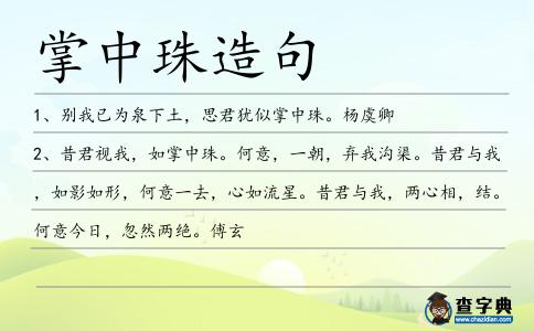 掌中珠造句