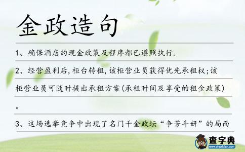 金政造句