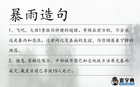暴雨造句