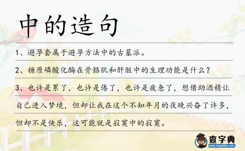 中的造句
