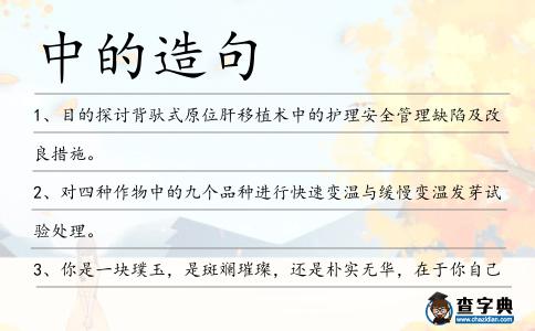 中的造句
