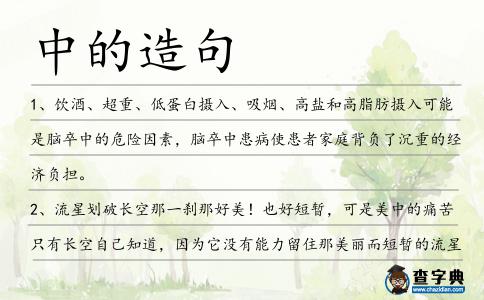 中的造句