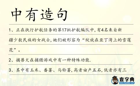 中有造句