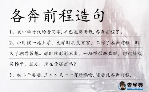 各奔前程造句