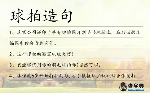 球拍造句