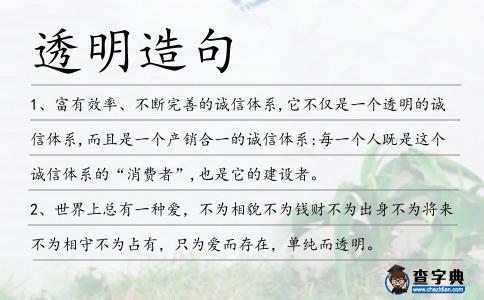 透明造句