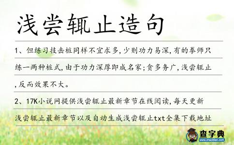淺嘗輒止造句