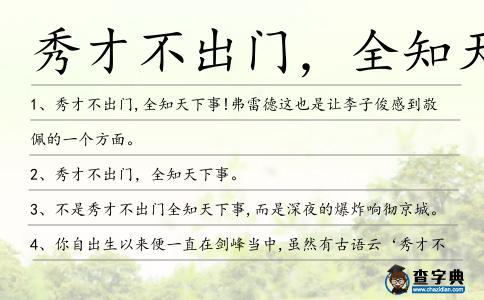 秀才不出門，全知天下事造句