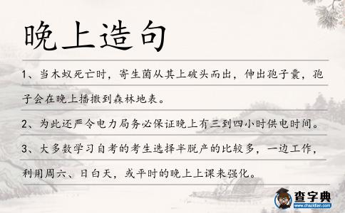 晚上造句