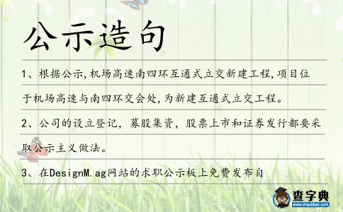 公示造句