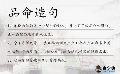 品命造句