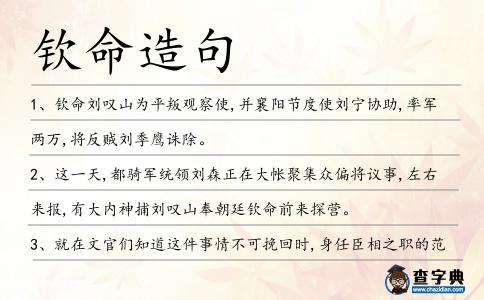 欽命造句