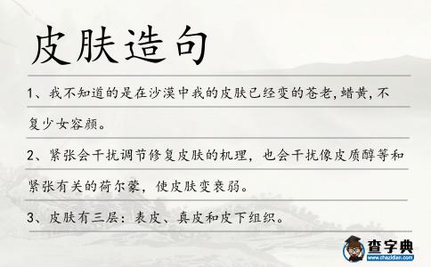 皮膚造句
