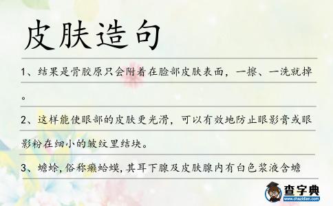 皮膚造句