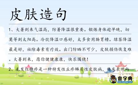 皮膚造句