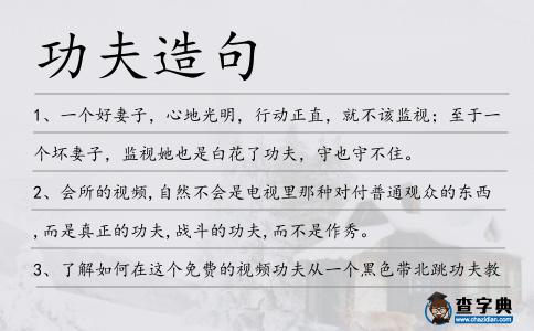 功夫造句