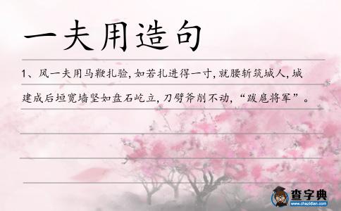 一夫用造句
