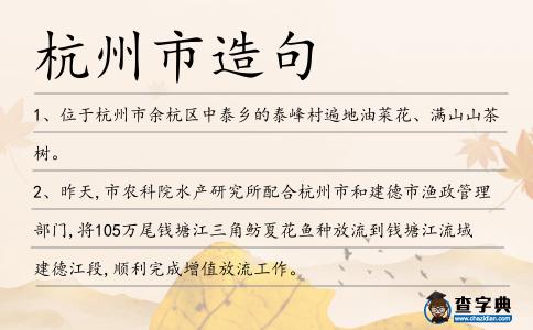 杭州市造句
