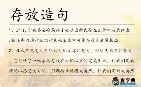 存放造句
