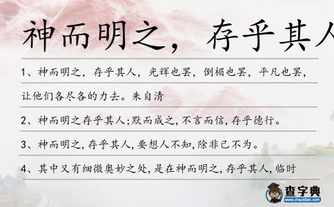 神而明之,存乎其人造句