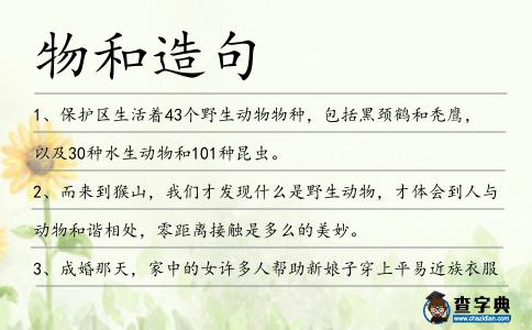 物和造句