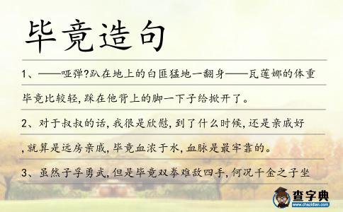 畢竟造句