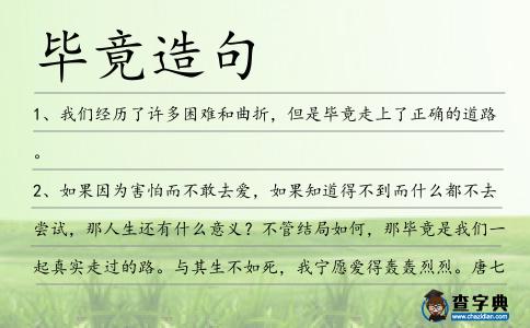 畢竟造句