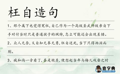 枉自造句