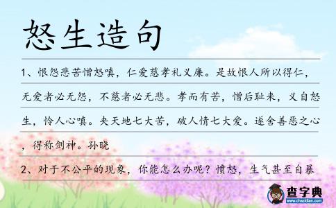 怒生造句