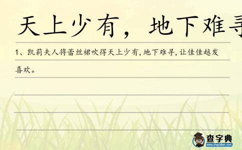 天上少有，地下難尋造句