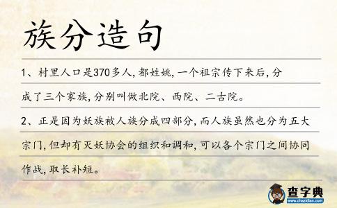 族分造句