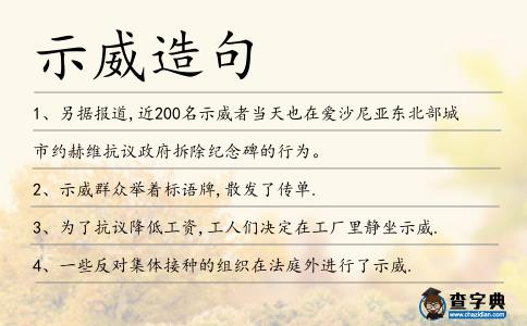 示威造句