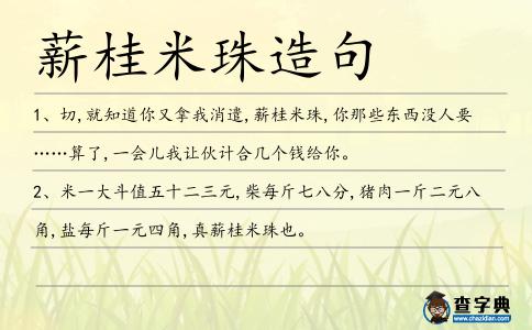 薪桂米珠造句
