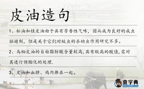 皮油造句