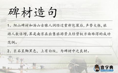 碑材造句