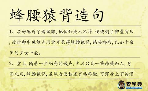 蜂腰猿背造句