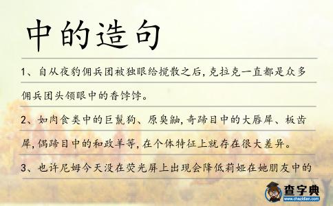 中的造句