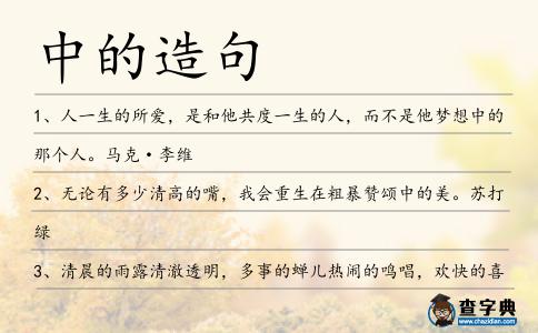 中的造句